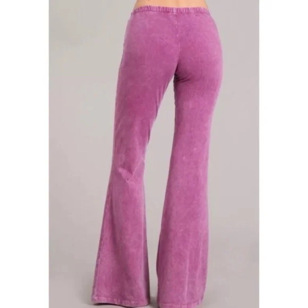Magenta Haze Boho Mineral Wash Flared Stretch Pant - Picture 4 of 6